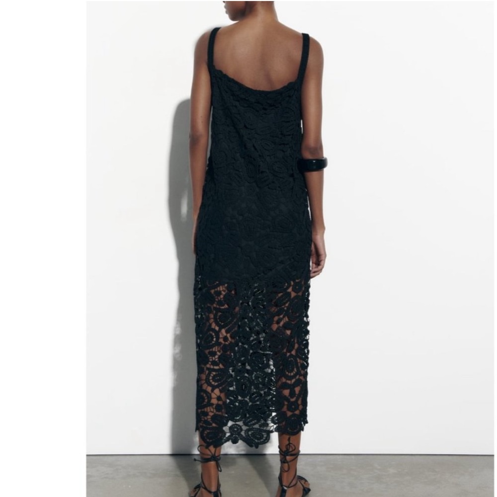 ZARA MACRAMÉ LACE KNIT DRESS - Picture 5 of 16
